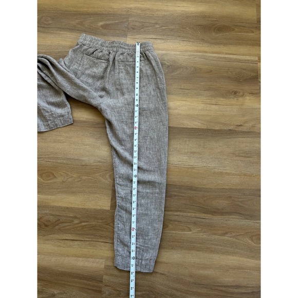 Athleta retreat Linen ankle Pants Tan Taupe Elastic Waist XS coastal Beach - Picture 6 of 7